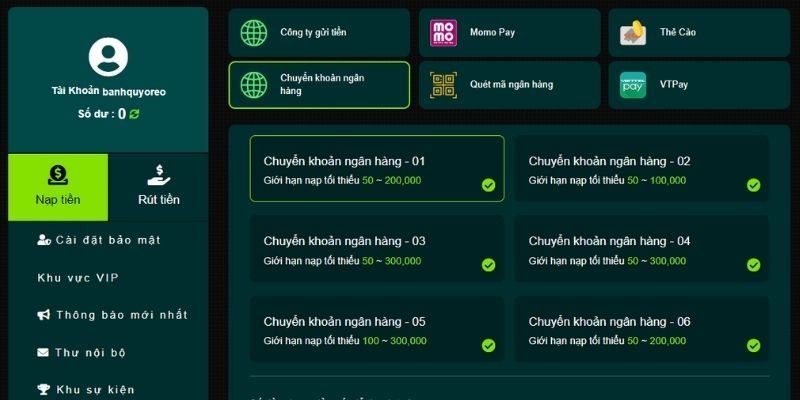 Nạp tiền 69VN qua ngân hàng thuận tiện cho hội viên Nạp tiền 69VN qua ngân hàng thuận tiện cho hội viên